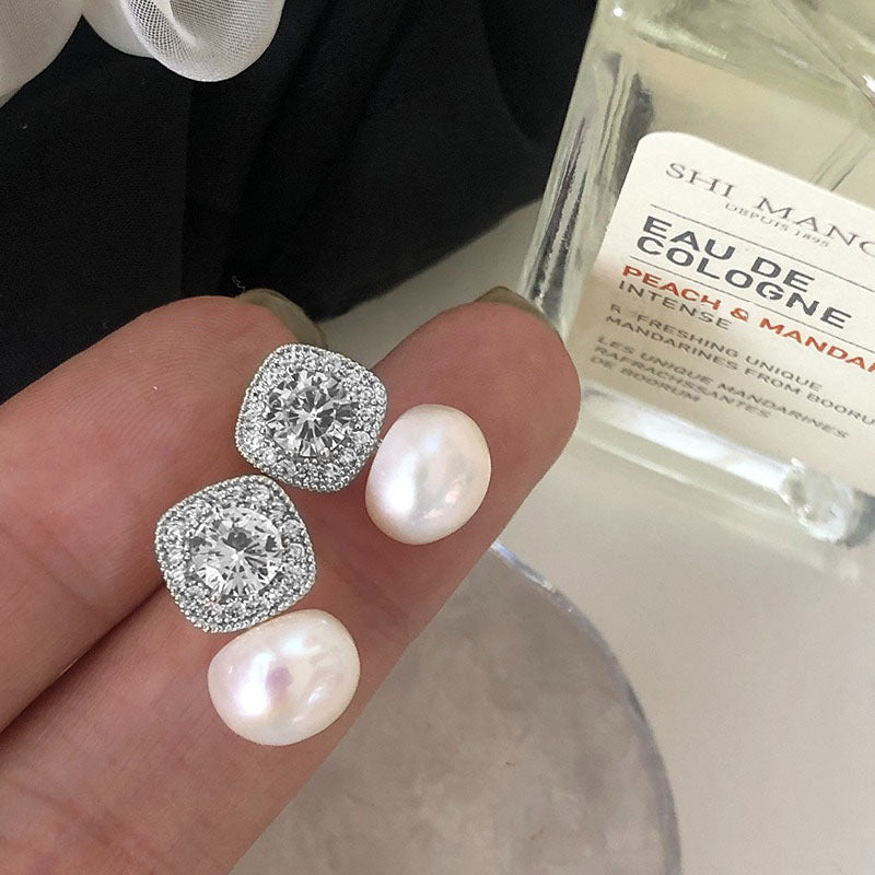 Rhinestone Pearl Female Light Luxury Minority Earrings