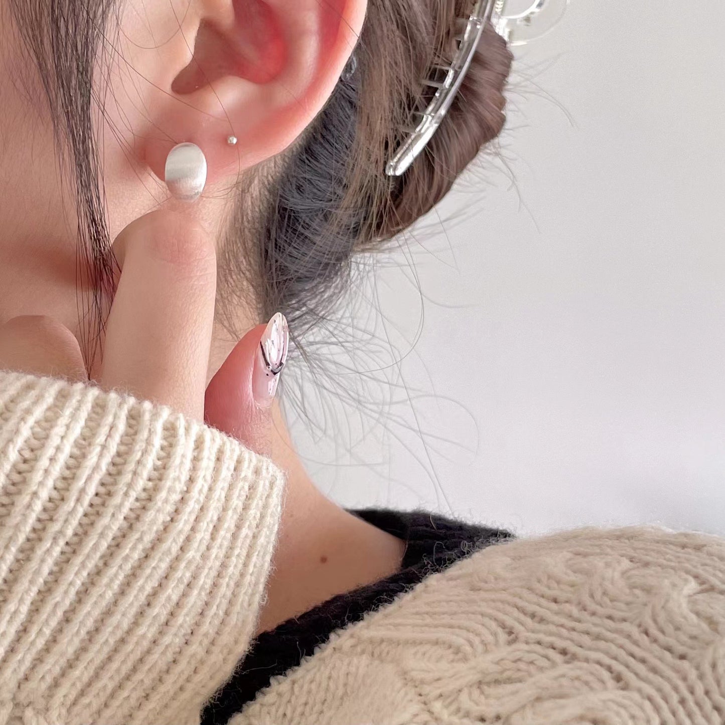 Women's Korean Style Sterling Sier Ear Simple Earrings