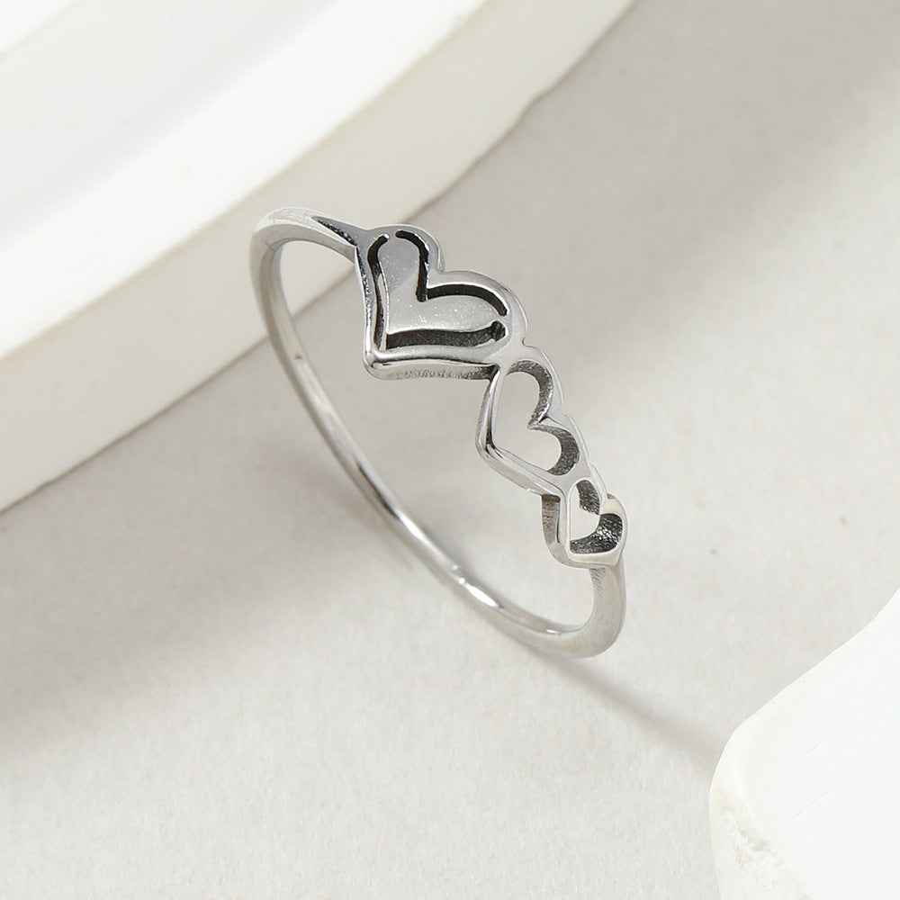 Simple Hollow Size Love Heart-shaped Personality Rings