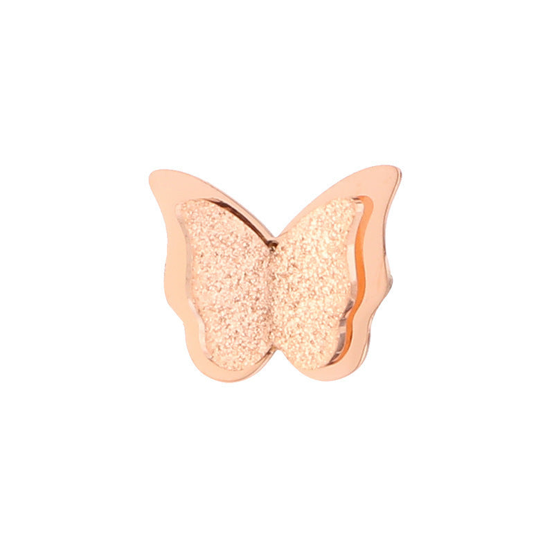 Frosted Butterfly Korean Fashion Rose Gold Plated Earrings