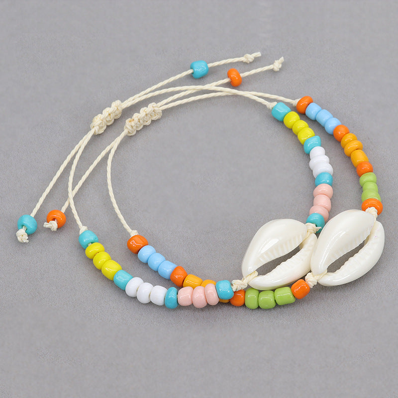 Acrylic Shell Color Bead Woven Bohemian Bracelets