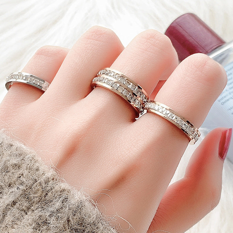 Women's & Men's Titanium Steel Full Diamond Couple Single Rings