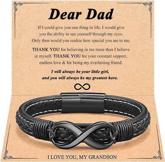 Men's Leather Stainless Steel Black Magnetic Bracelets