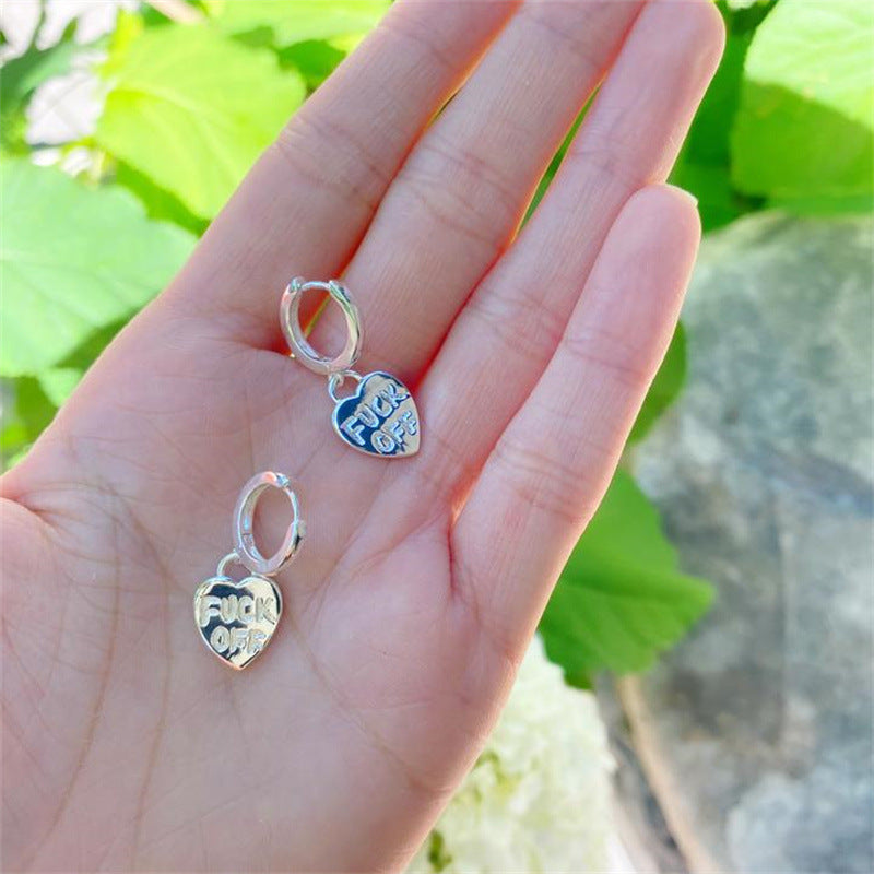 Hop Style Copper Plated Gold Letter Earrings