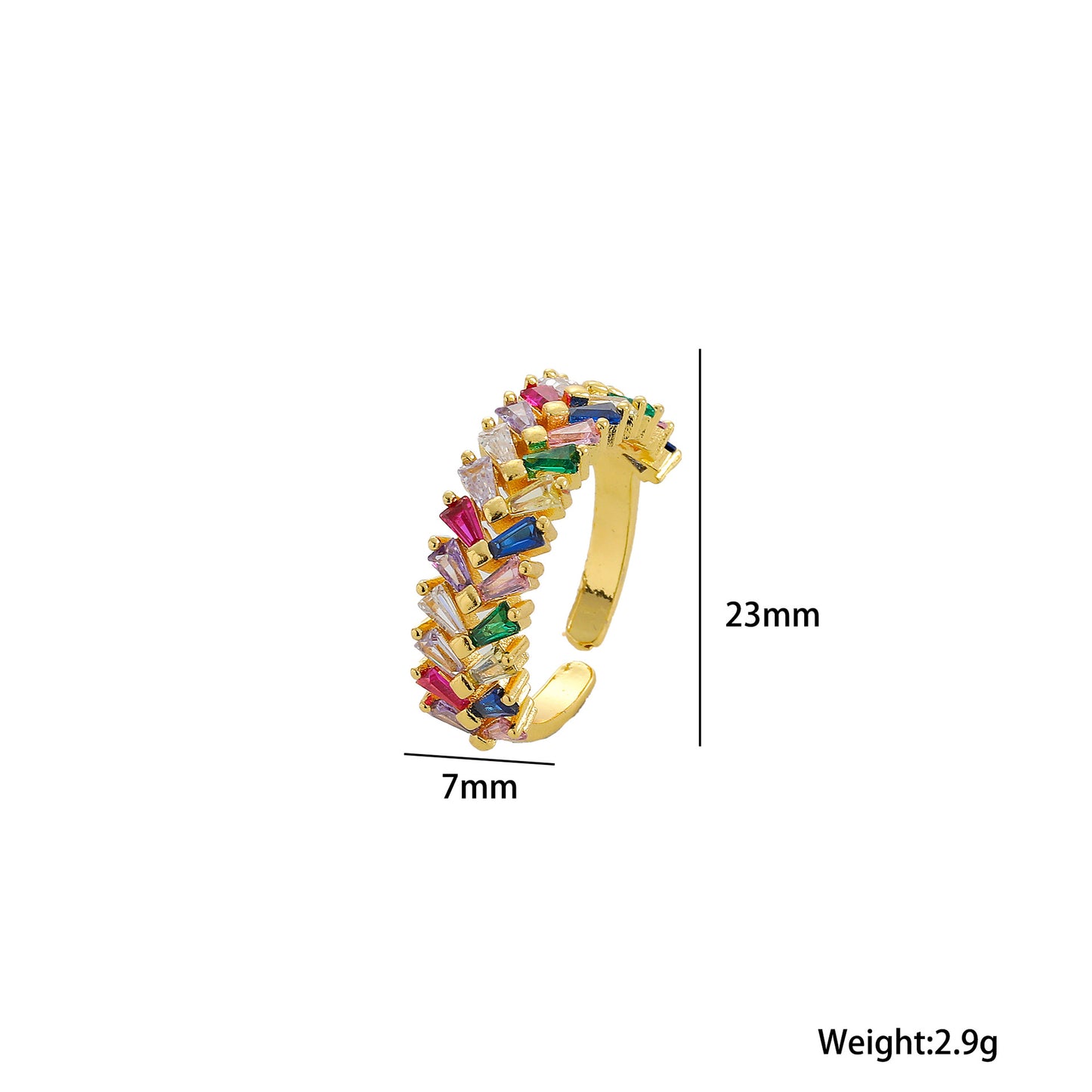 Temperament Double Row Diamond Zircon Opening Adjustable Female Rings