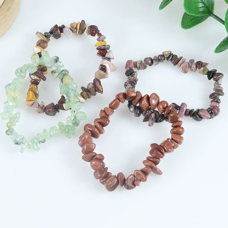 Natural Colorful Gravel Irregular Hand-woven Stretch Bracelets