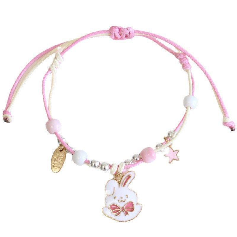 Cartoon Woven Rabbit Couple Girlfriends Campus Bracelets