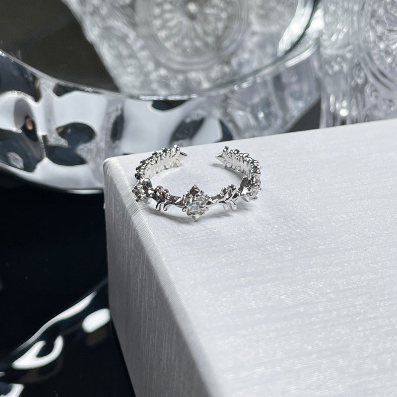 Simple Thorn Rose Open Female Irregular Texture Pleated Rings