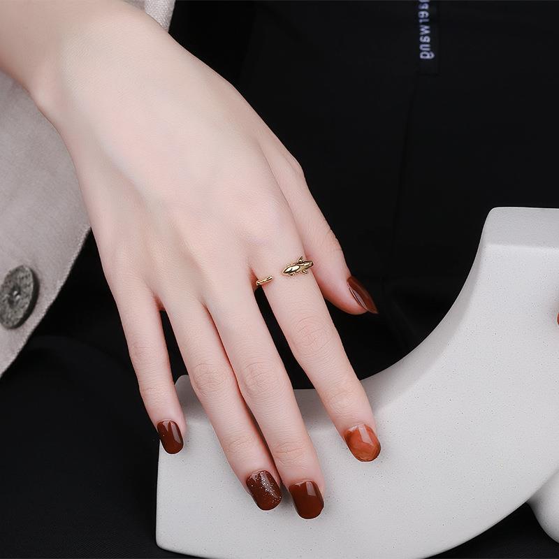 Women's & Men's Shark Open Creative Personality Sier Plated Rings
