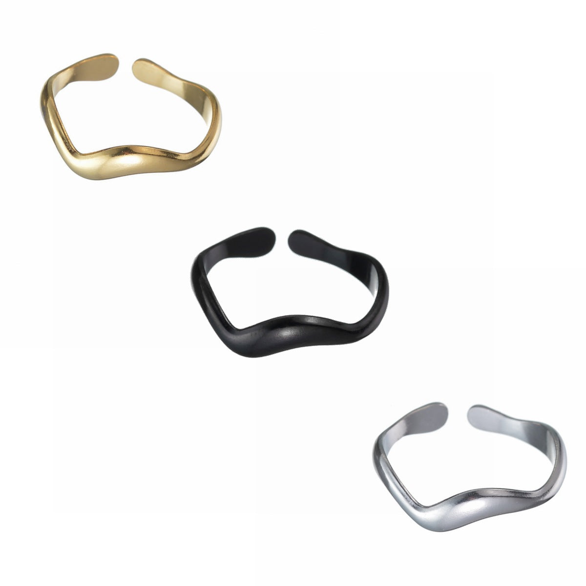 Women's Wind Niche Water Wave Open Oil Rings