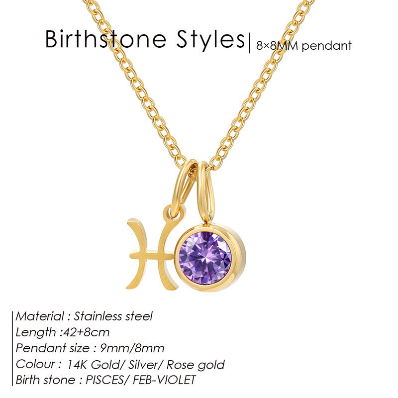 Women's Birthstone Twee Constellation Light Luxury Color Pendants