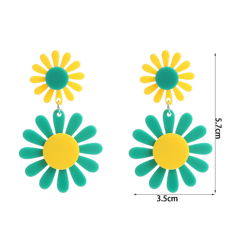 Jewelry Bohemian Simple Flowers Contrast Color Earrings