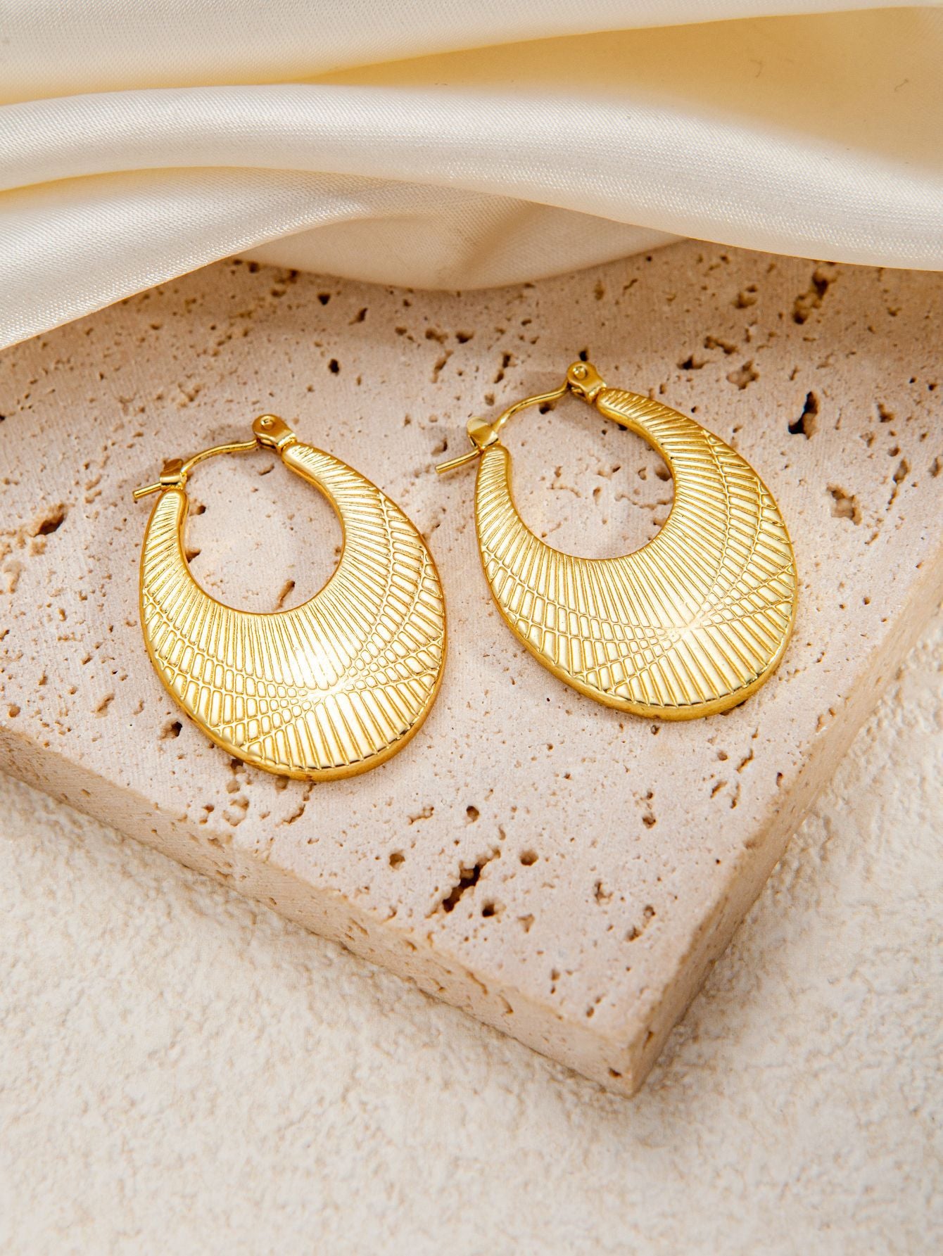 Stainless Steel Ginkgo Leaf Petals Golden Earrings