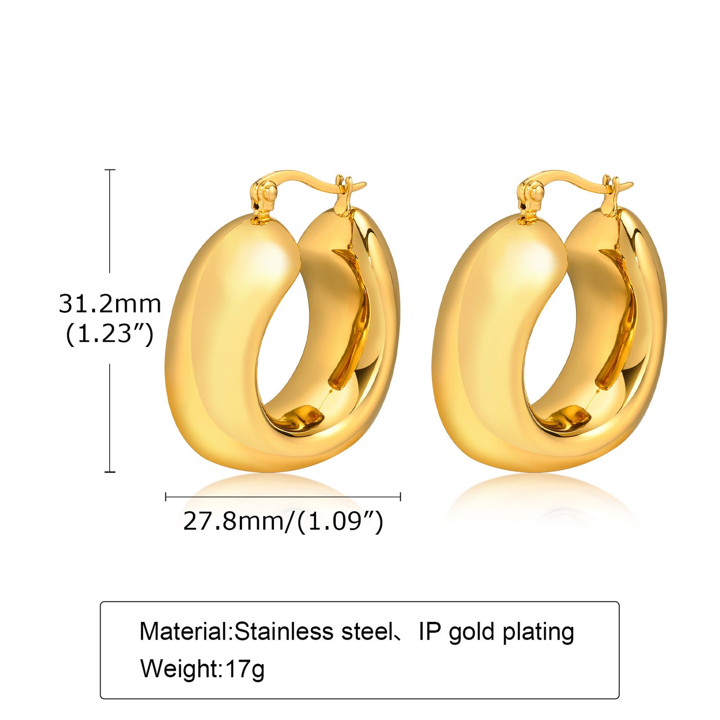 Stainless Steel Hollow Ear Gold Geometric Rings