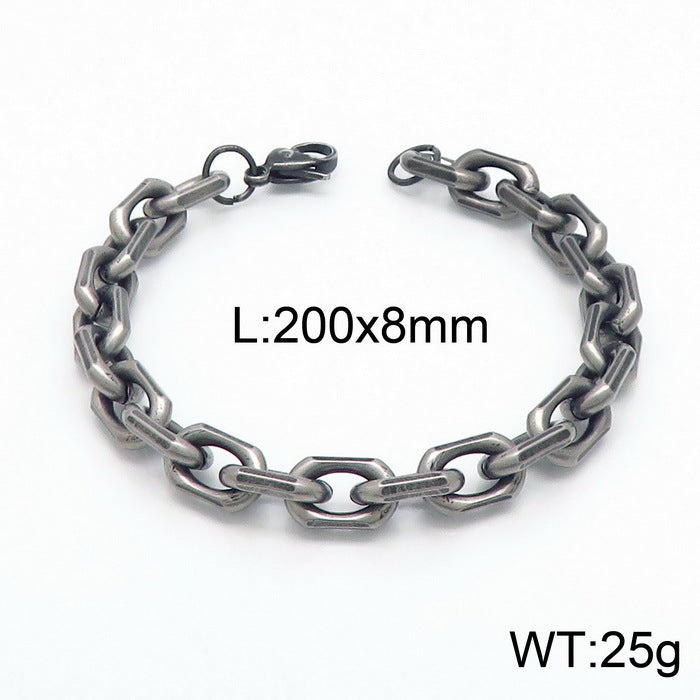 Men's Power Style Personalized Black Plated Edging Bracelets