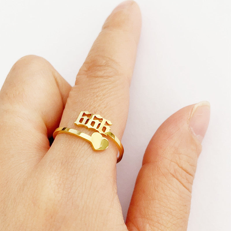 Stainless Steel Lucky Digital Auspicious Knuckle Rings