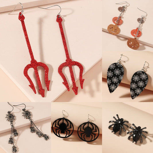 Alloy Funny Fun Ghost Pumpkin Spider Earrings