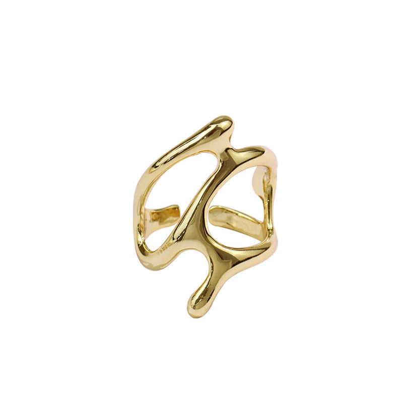 Fashion Irregular Geometric Metal Texture Female Personalized Street Rings