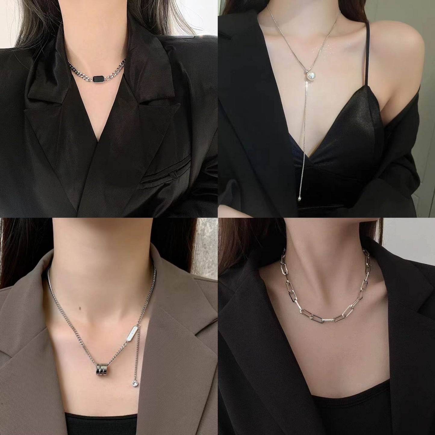 Women's Sweater Chain High-grade Long Pearl Titanium Necklaces
