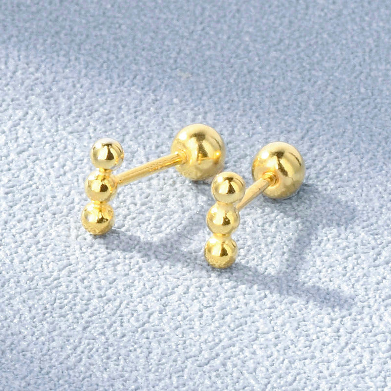Sier Ball Ear Bone Geometric Simple Earrings