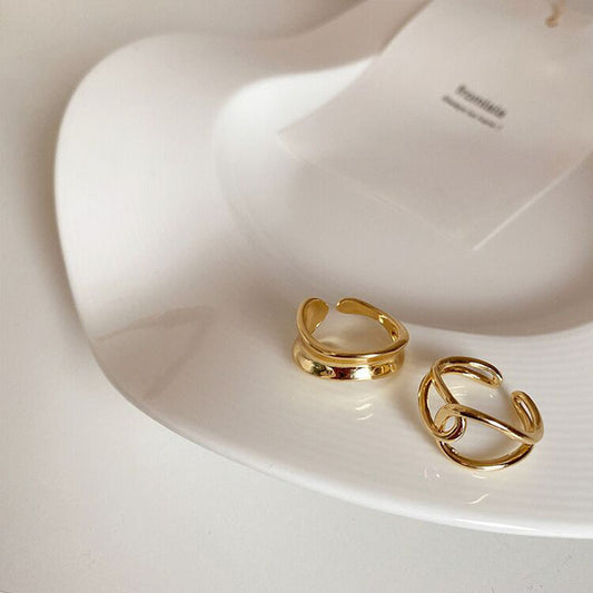 Women's Style Retro Two-piece Cold High-grade Open Rings