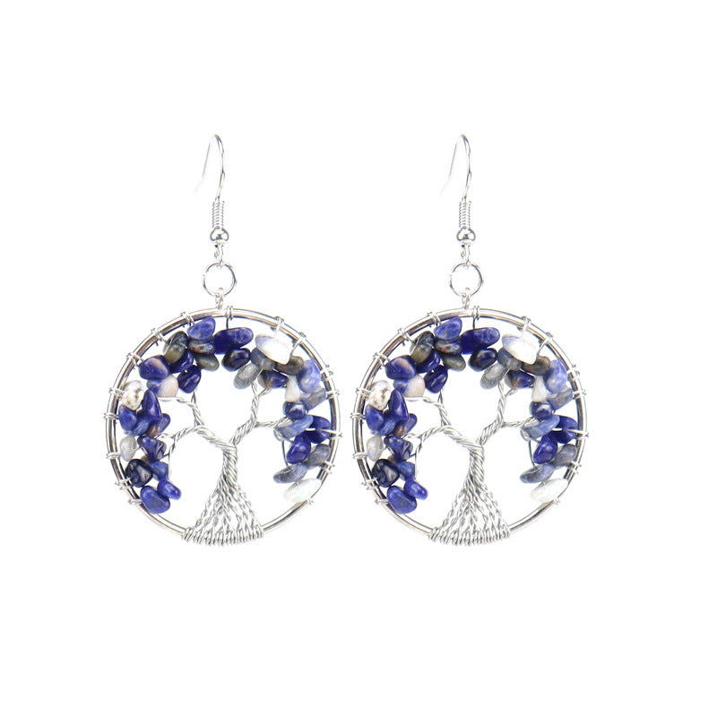 Natural Crystal Gravel Colorful Tree Root Lucky Earrings