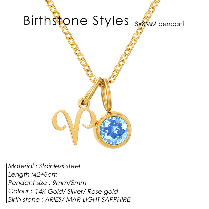 Women's Birthstone Twee Constellation Light Luxury Color Pendants
