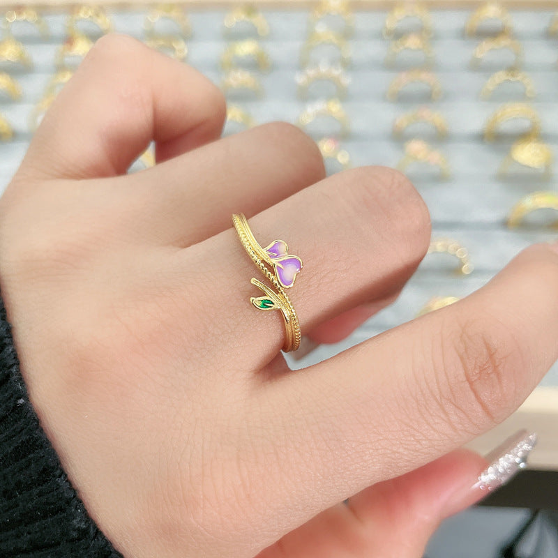 Flower Fashion Personalized Opening Adjustable Index Finger Rings