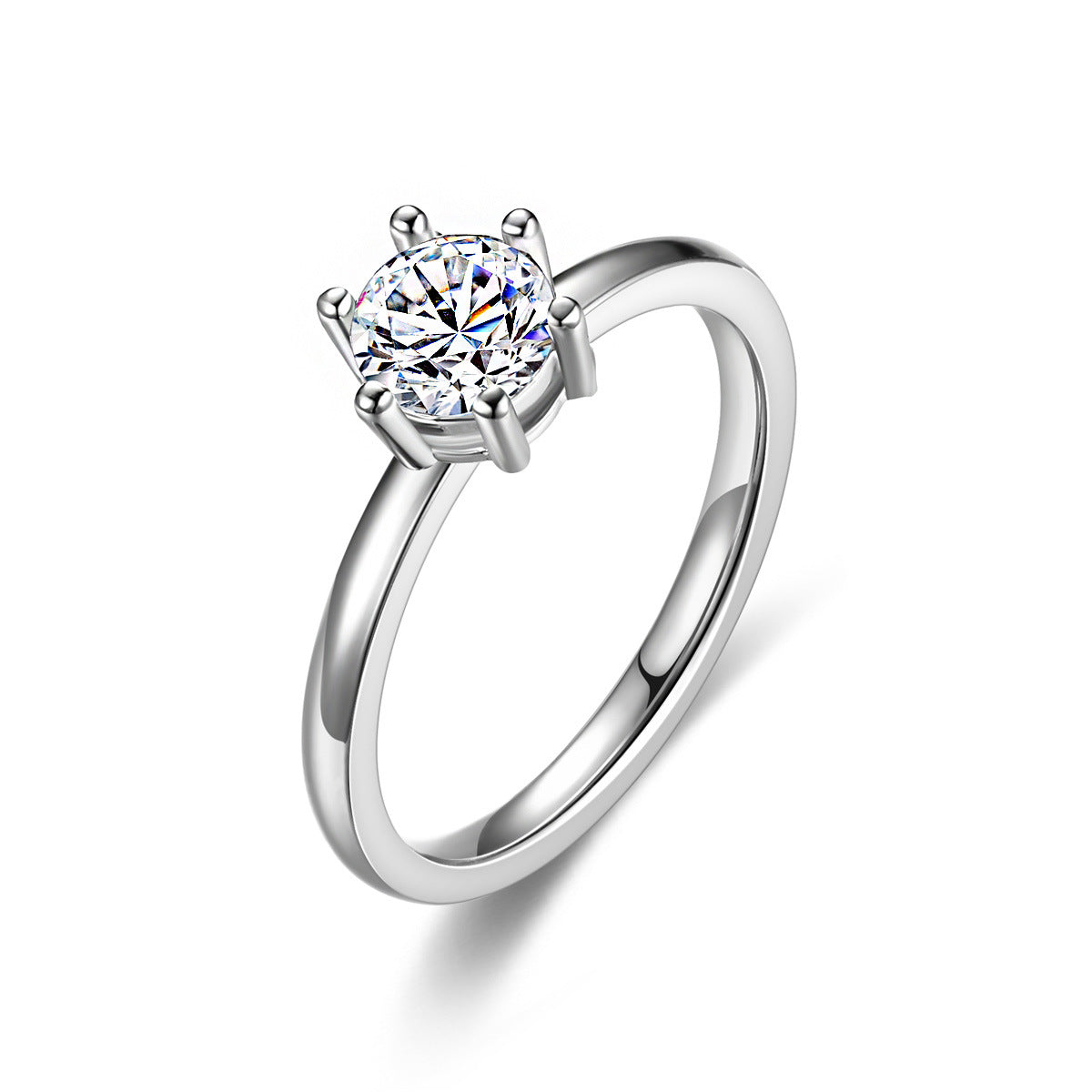 Women's Luxury Inlaid Zircon Titanium Steel Simple Rings