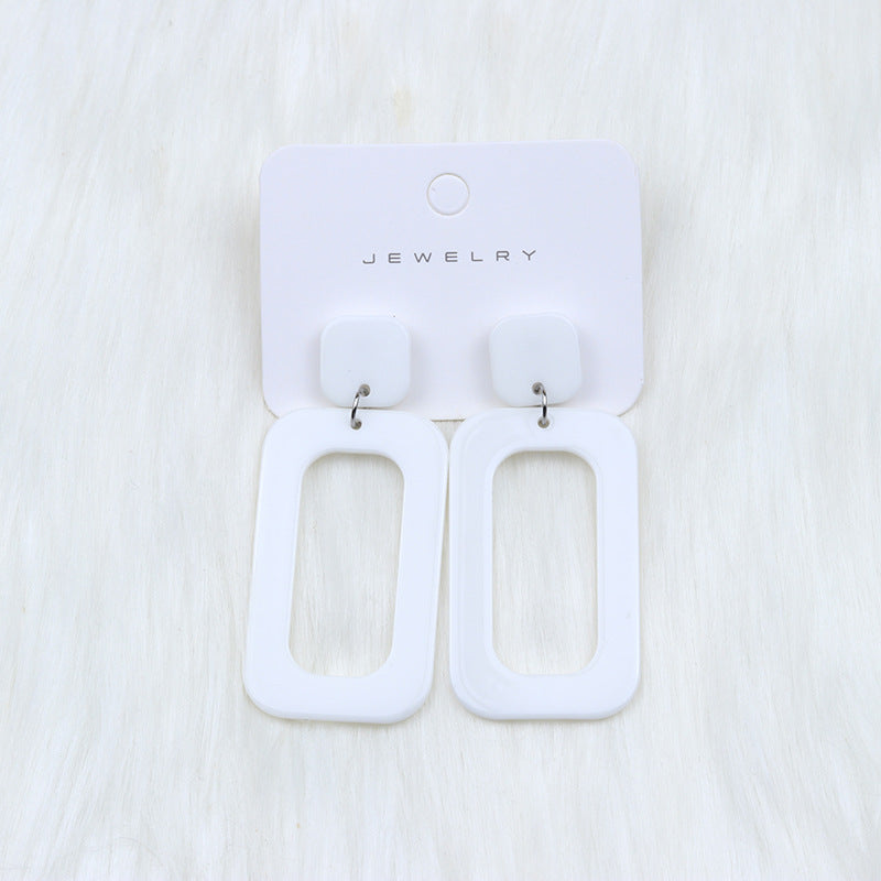 Women's Rectangular Hollow Ear Fashion Simple Personality Fluorescent Color Rings