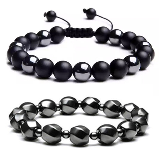 Men's Ornament Hematite Obsidian Matte Weave Vintage Bracelets