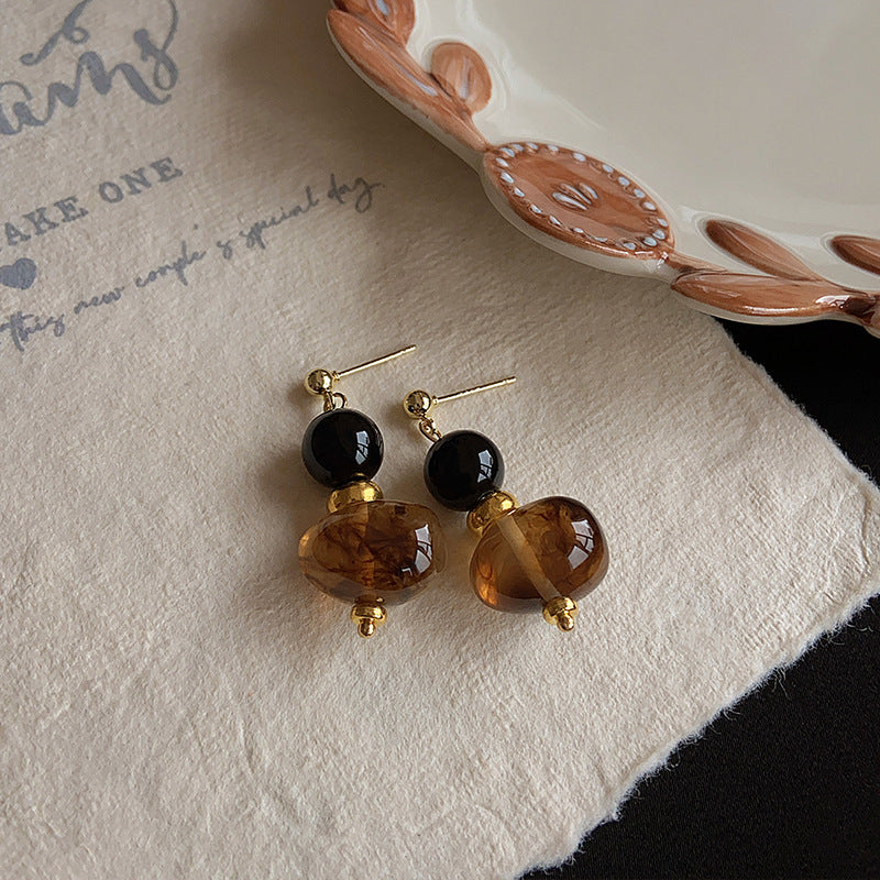 Women's French Retro Amber Elegant Design High-grade Earrings