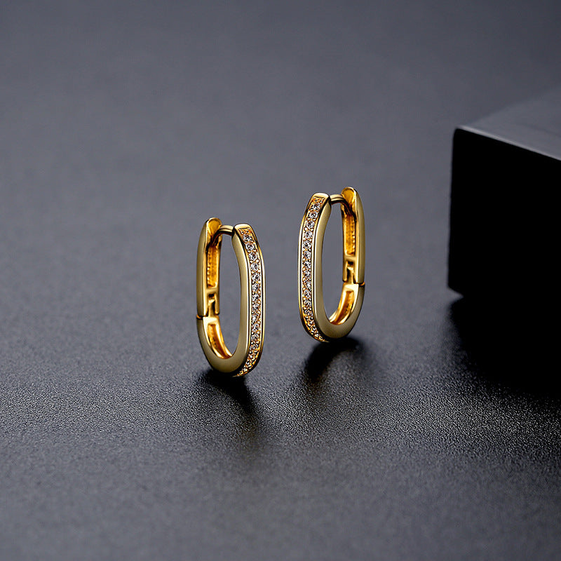 Zircon Simple Fashion Temperamental Minority Oval Earrings
