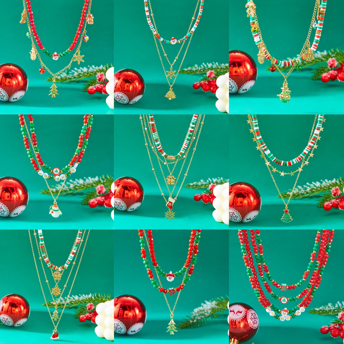 Durable Christmas Polymer Clay Beaded Style Necklaces