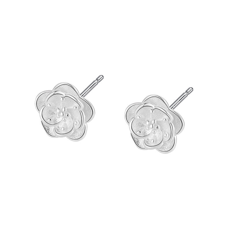 Sier Pure Flower Summer Simple Design Earrings