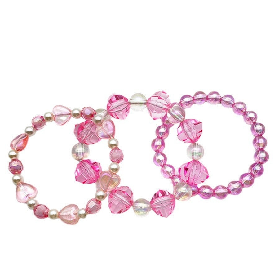 Natural Pink Crystal Cinnabar Female Acrylic Bracelets