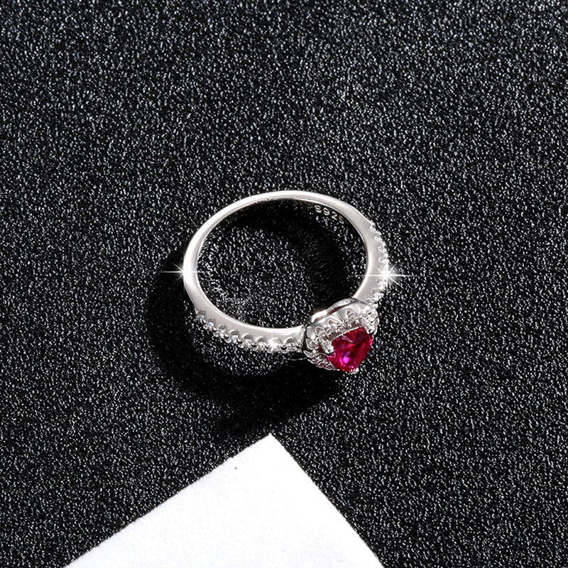 Three-dimensional Heart Shape With Diamond Female Exquisite High Sense Rings