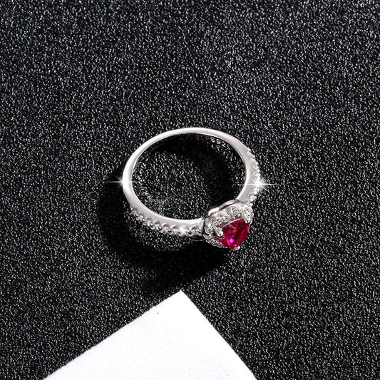 Three-dimensional Heart Shape With Diamond Female Exquisite High Sense Rings