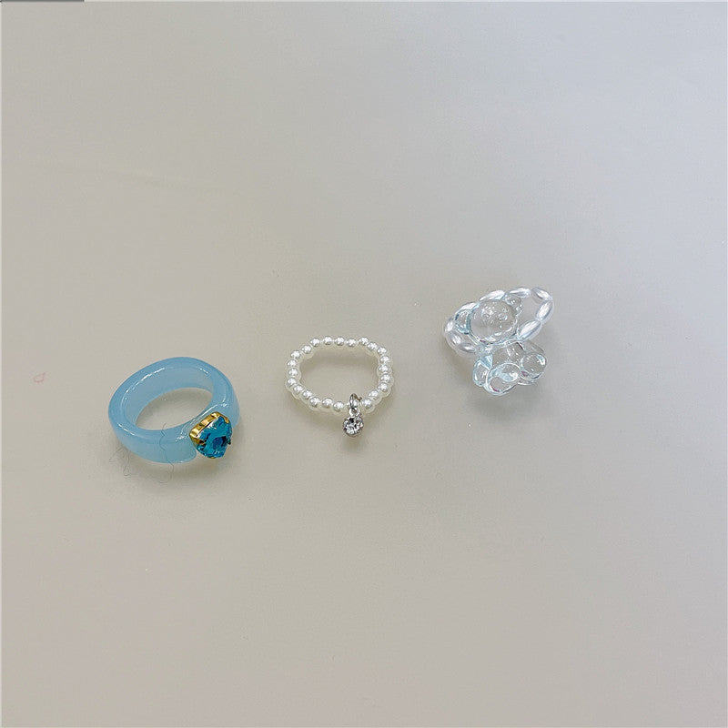 Retro Square Acrylic Geometric Resin Cold Wind Rings