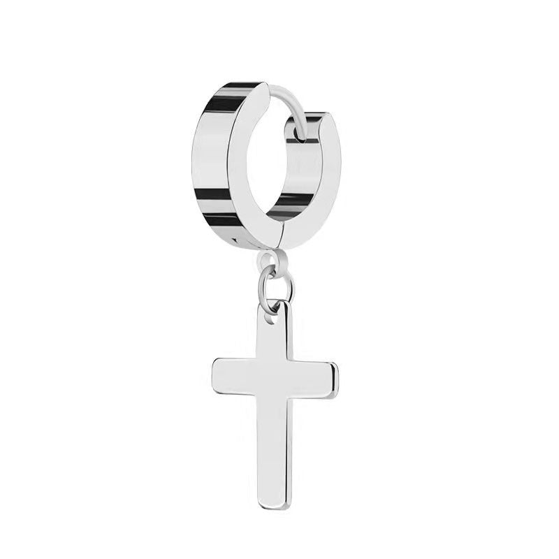 Women's & Men's Clip Titanium Steel Round Fashion Stainless Earrings