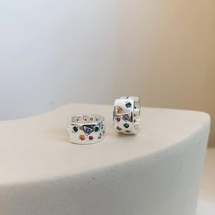 Sweet Colorful Copper Zircon Ear Clip Earrings