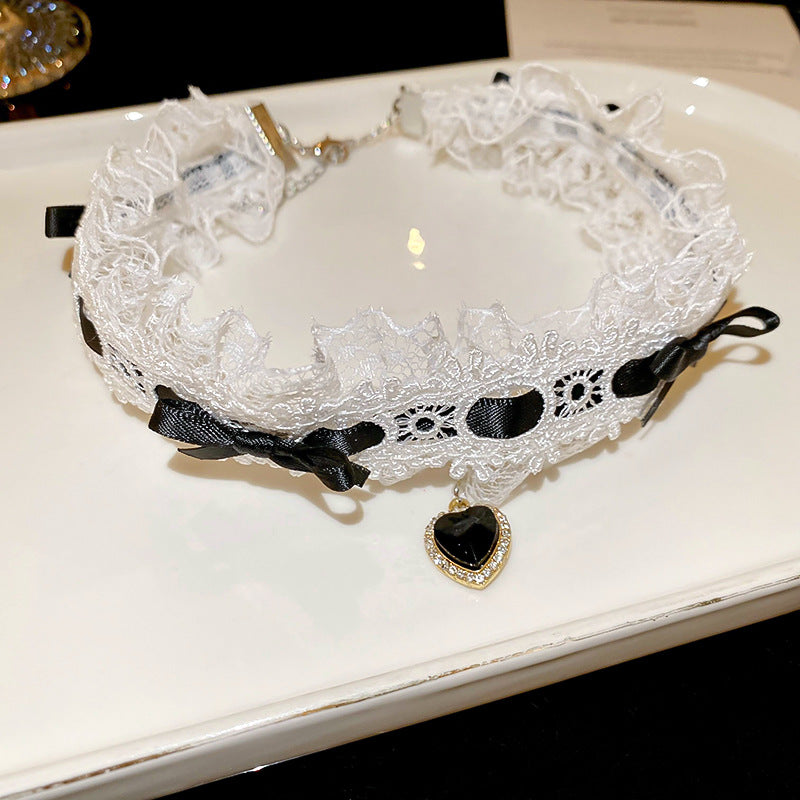 Women's Lace Woven Bow Diamond Love Stylish Necklaces