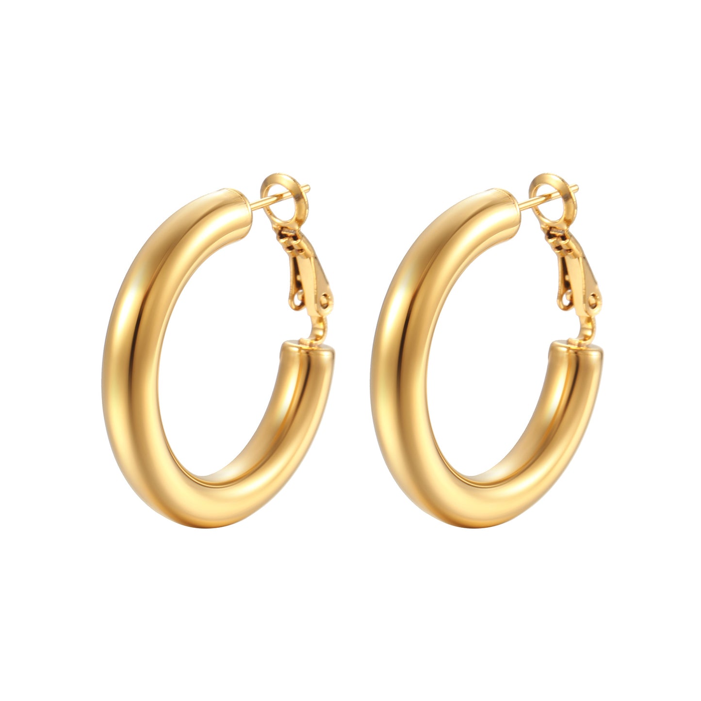 Women's Steel Hollow Round Gold Simple Style Fashion Earrings
