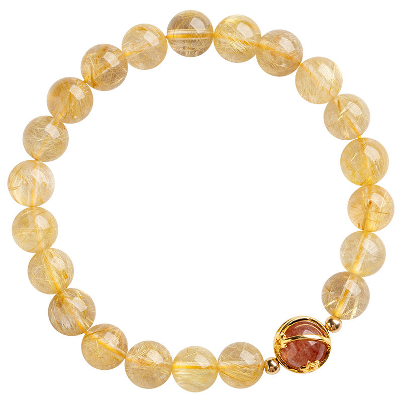 Natural Crystal Gold Rutilated Quartz Beaded Bracelets