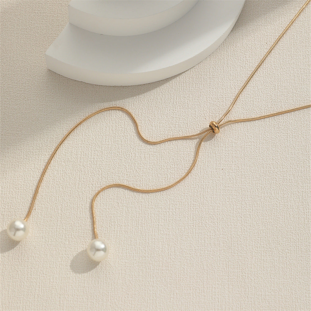 Pull Adjustable Pearl High-grade Design Sense Necklaces