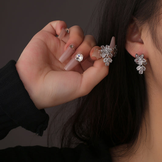Flower Zircon Female Light Luxury Minority Design Earrings