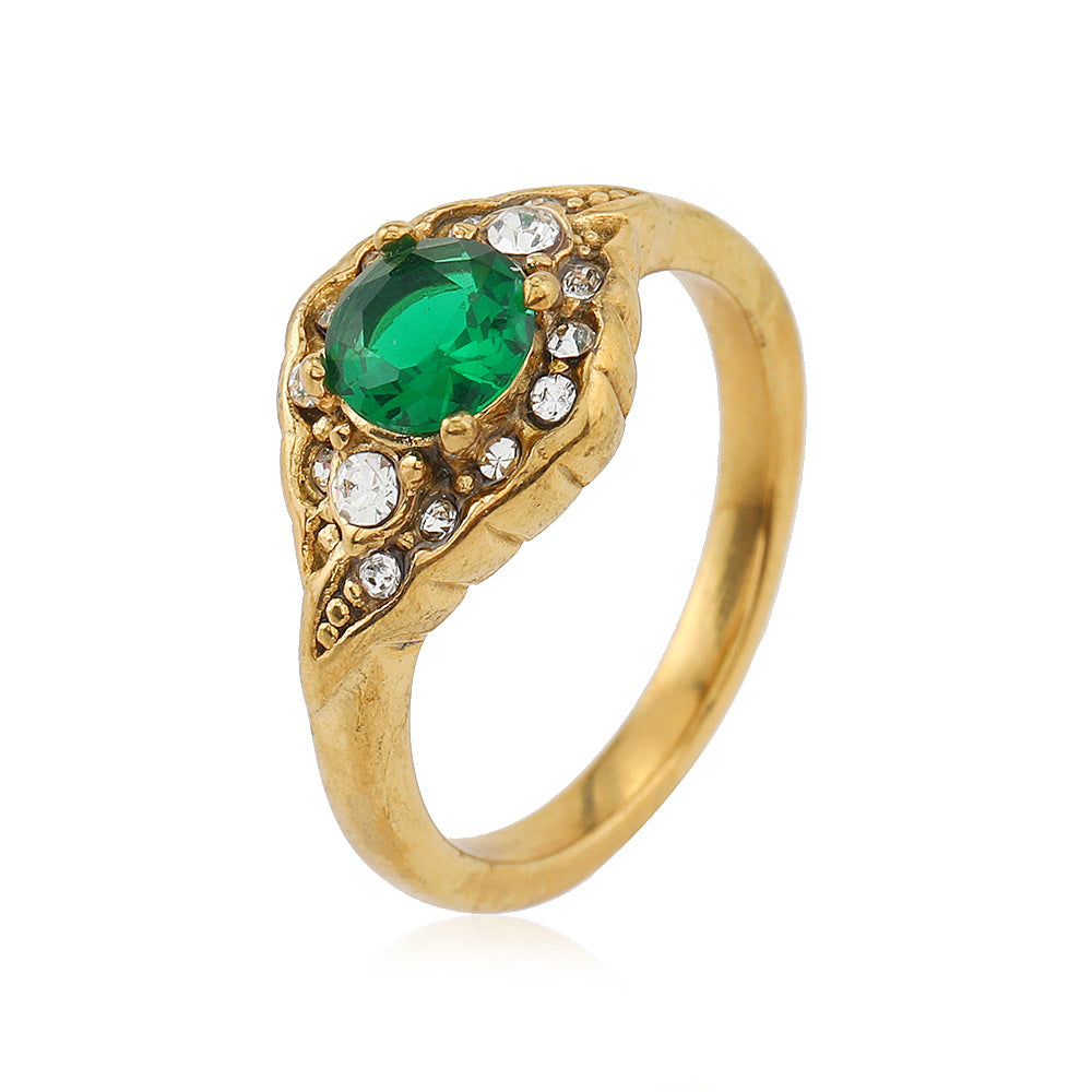 Inlaid Zircon Titanium Steel Female Advanced Rings