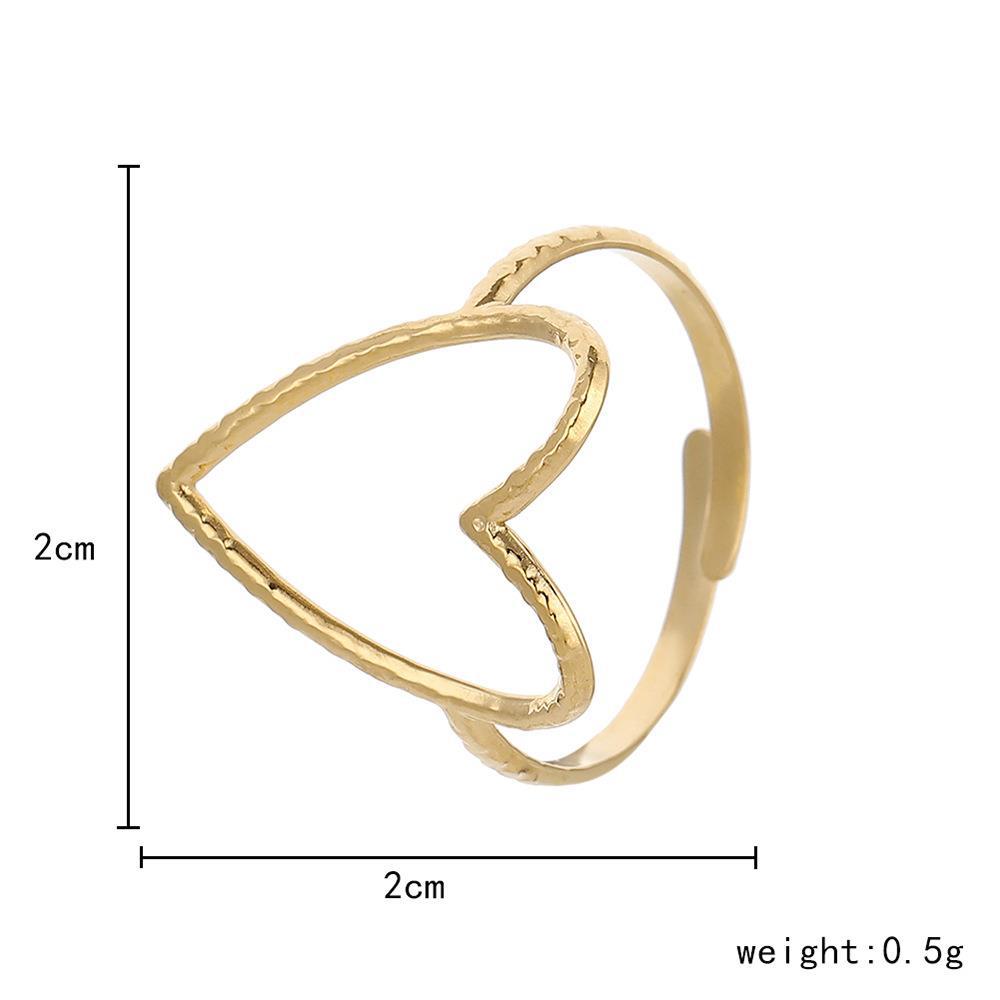 Creative Titanium Steel Adjustable Hollow Love Heart-shaped Rings