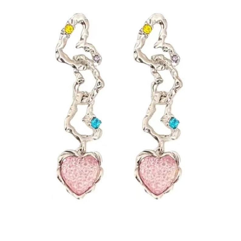 Needle Niche Love Heart Trendy Female Simple Graceful Earrings
