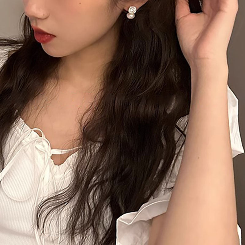 Rhinestone Pearl Female Light Luxury Minority Earrings